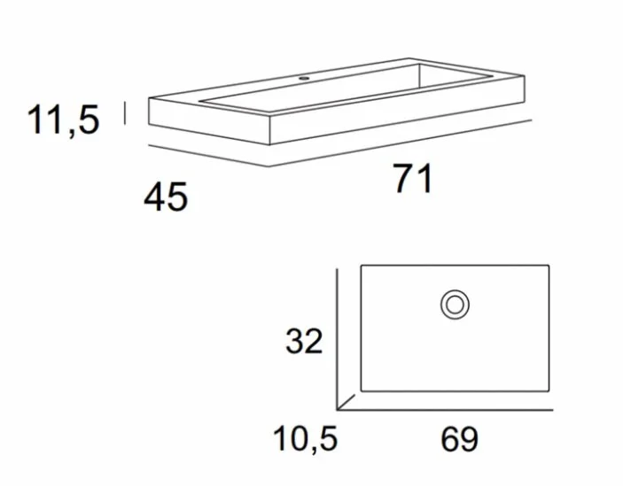 Раковина мебельная Cezares 70 см из искусственного мрамора 50313 (детальная фотография) index_1