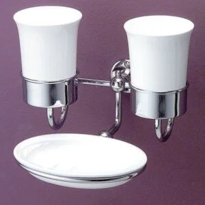 Стакан двойной и мыльница для ванной керамические, цвет белый, Devon&Devon First Class DD33055 (детальная фотография) index_1