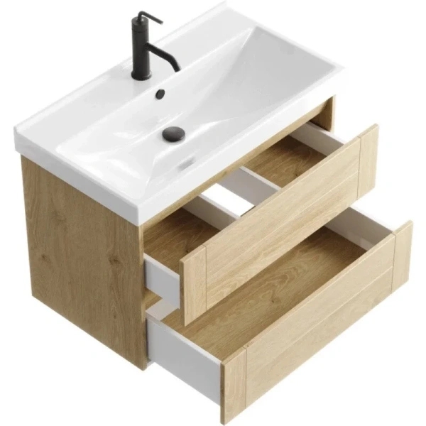 Тумба под раковину подвесная Aqwella Astrid 80 см дуб давос AST0108DD (детальная фотография), светло-коричневая