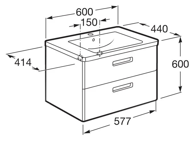 Тумба под раковину подвесная Roca The Gap 60 см фиолетовая ZRU9302742 (детальная фотография), в наличии