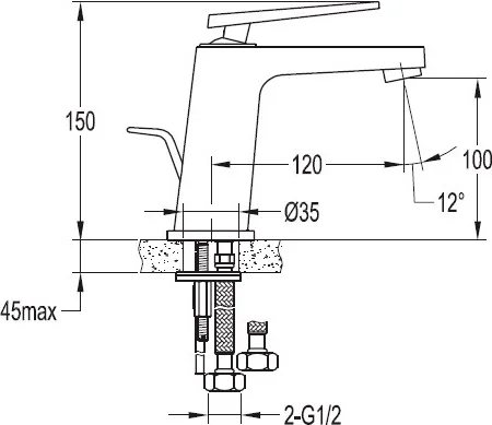 Смеситель для раковины Cezares Baden однорычажный BADEN-F-LS-01-W0 (детальная фотография), современные, hi-tech