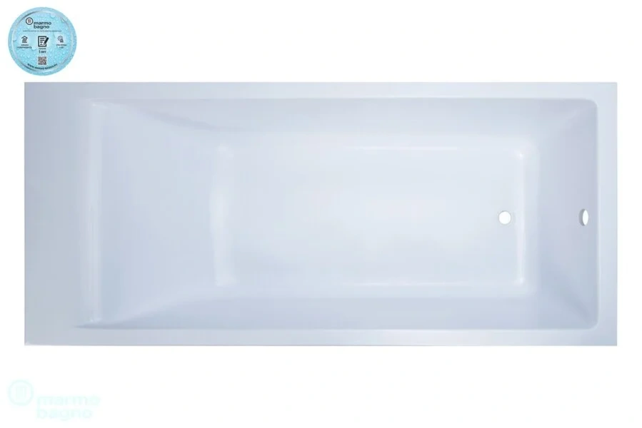 Ванна из литьевого мрамора Marmo Bagno Алесса, 160 х 70 см, белый, MB-ALN160-70 (детальная фотография), 160x70 см