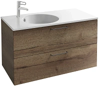 Тумба под раковину подвесная Jacob Delafon Odeon Rive Gauche 100 см дуб табак, ручки черные