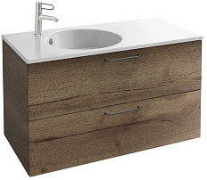 Тумба под раковину подвесная Jacob Delafon Odeon Rive Gauche 100 см дуб табак, ручки черные