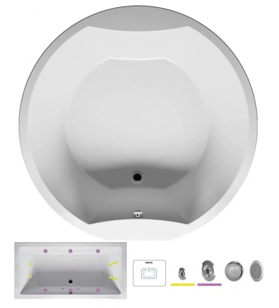 Ванна гидромассажная акриловая Riho Colorado 180 x 180 см, FLOW BB0200500000000_FLOW (детальная фотография)