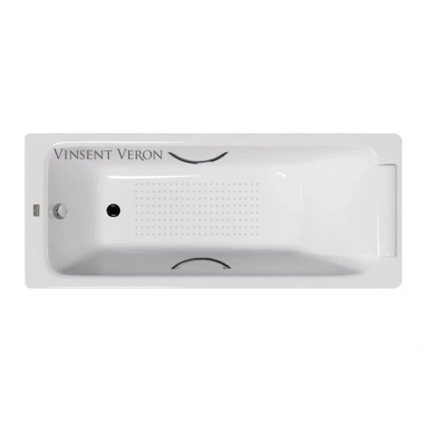 Чугунная ванна Vinsent Veron Italon VIT1707045H/E60327CH-AS, 170 x 70 см, с антискользящим покрытием, ручки хром, цвет белый (детальная фотография)