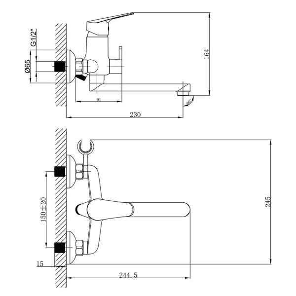 Смеситель для ванны Lemark Partner хром LM6513C (детальная фотография), для ванны