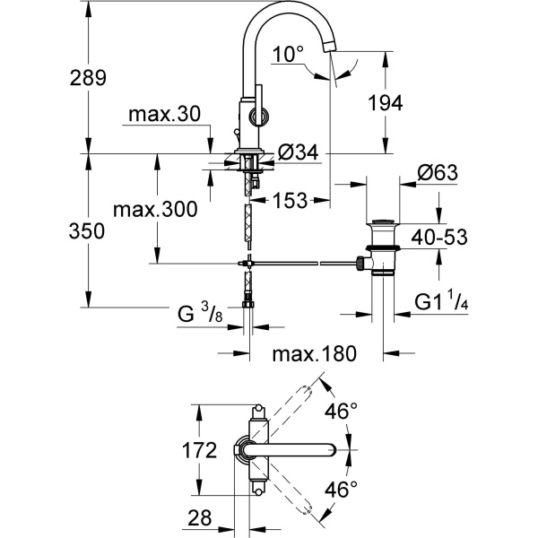 Схема (детальная фотография), для раковины