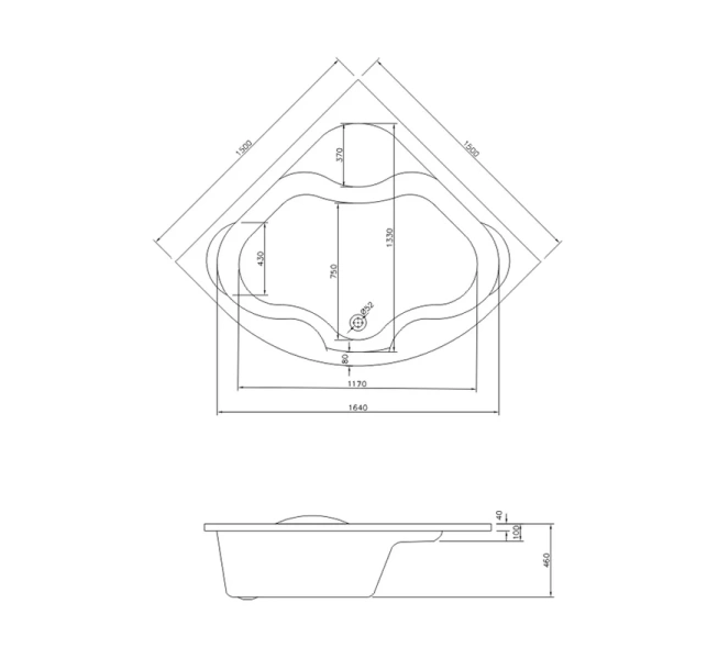 Ванна акриловая Lavinia Boho Aveo 150x150 см с сиденьем 37040150 (детальная фотография), по запросу