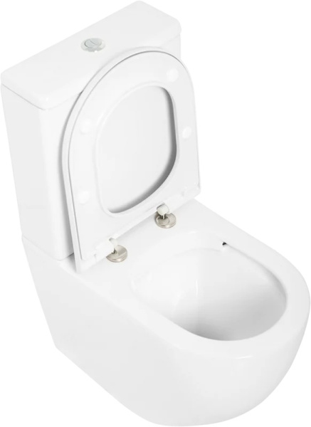 Унитаз компакт Cezares Stylus безободковый CZR-152-CPR/CZR-GN-SC (детальная фотография), белые