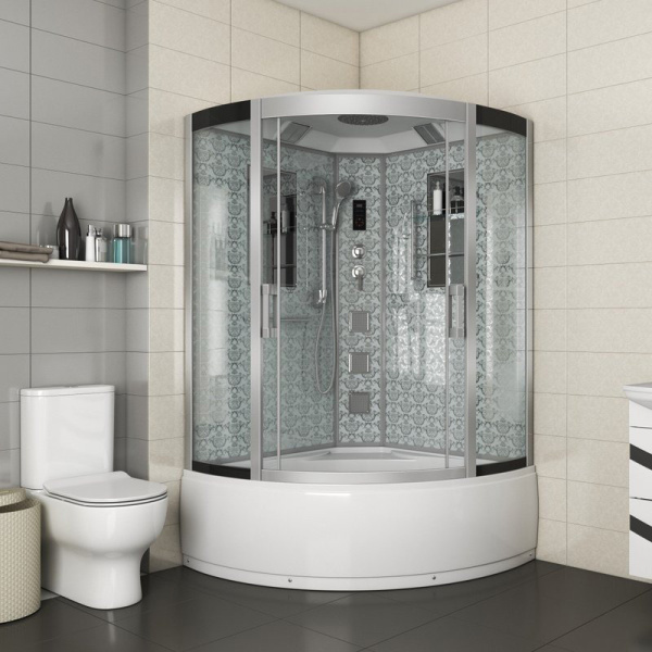 Душевая кабина Niagara Luxe 120х120 см хром металлик 7744W (детальная фотография), полукруглые, четверть круга