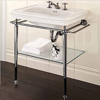 Консоль под раковину с полотенцедержателями и стеклянной полочкой, цвет никель, Devon&Devon Etoile