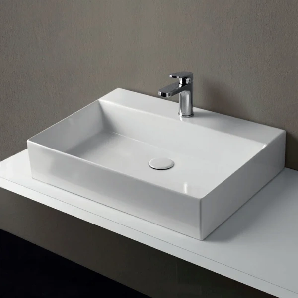 Раковина Azzurra Elegance 60 см прямоугольная ELLP060450QMBI/(EQA60M bi)*1 (детальная фотография), накладные (на столешницу), пристенные