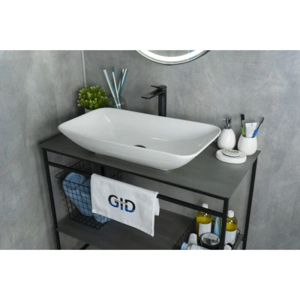Раковина GID Geometrico N9122 71 см белая 51124 (детальная фотография), накладные (на столешницу)