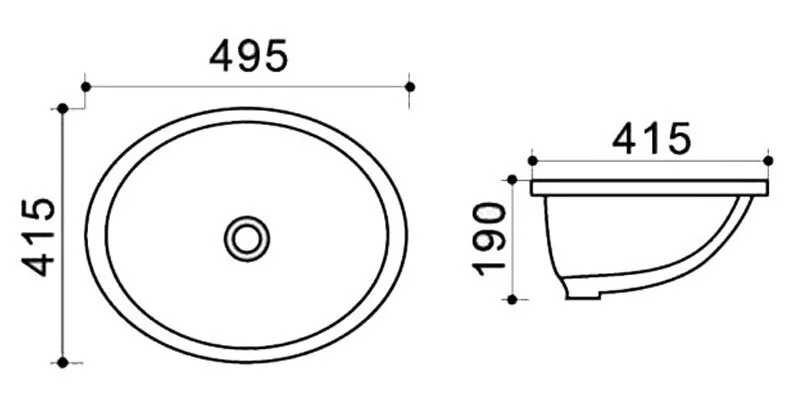 Раковина Azario 49.5 см встраиваемая AZ908-20 (детальная фотография), современные, hi-tech