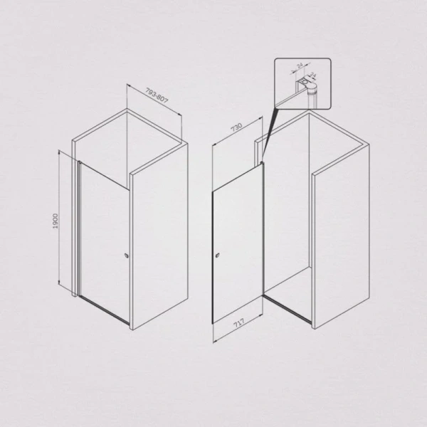 Душевая дверь в нишу Am.Pm Sunny 80 см профиль хром W87G-80-1P-MT (детальная фотография), современные, hi-tech