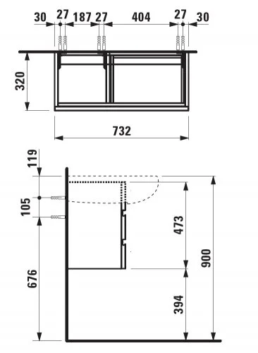 Тумба для раковины, полочка справа, Laufen Alessi One 424470 (детальная фотография), по запросу