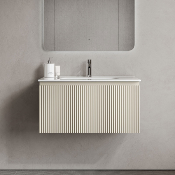 Тумба под раковину подвесная Sancos Snob R 1.0 80 см beige soft SNR1.080CE (детальная фотография), современная, hi-tech