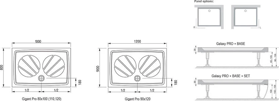 Душевой поддон Ravak Galaxy Pro Gigant Pro 110x80 см белый XA03D401010 (детальная фотография), из искусственного камня