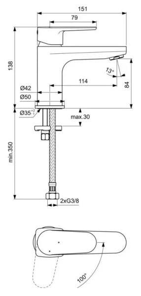 Смеситель для раковины Ideal Standard Cerafine O хром BC697AA (детальная фотография), для раковины