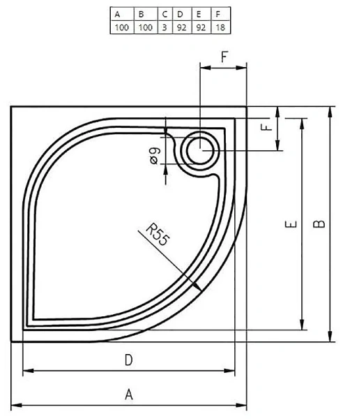 Душевой поддон из литьевого мрамора белый с сифоном R55 Riho Kolping DB18 100x100 см D004003005 (детальная фотография), из искусственного камня
