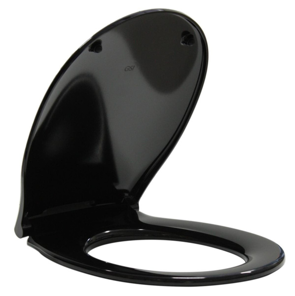 Сиденье для унитаза GSI Classic soft-close черное, фурнитура хром MSC87CN20 (детальная фотография)