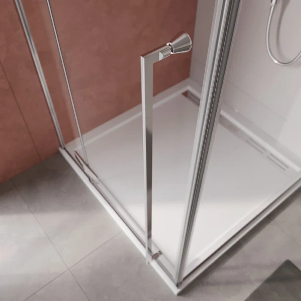 Душевой уголок Cezares Liner 90x90 см профиль хром правый LINER-A-1-90-C-Cr-R (детальная фотография), недорогие, стеклянные, угловые, без поддона