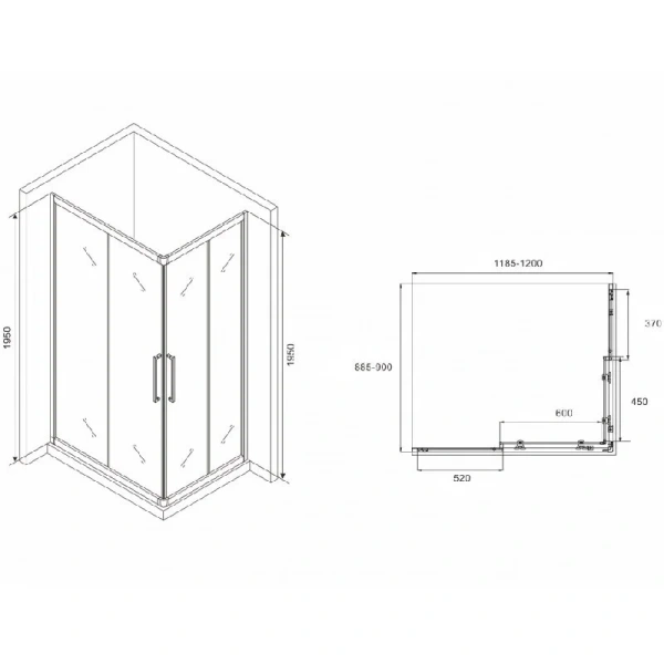 Душевой уголок Abber Schwarzer Diamant 120x90 см профиль черный AG02129BH (детальная фотография), прямоугольные