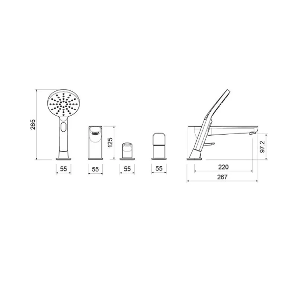 Смеситель для ванны Акватек Бетта черный AQ1148MB (детальная фотография), для ванны