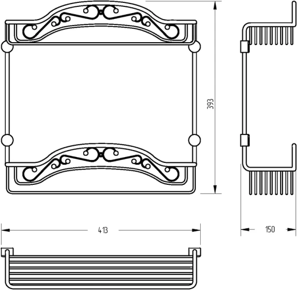 Решетка для ванной Migliore Complementi хром 22036 (детальная фотография), классические, ретро, декорированные