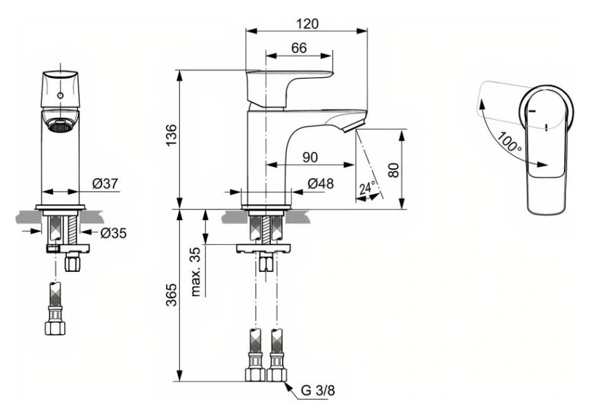 Смеситель для раковины Ideal Standard Connect Air хром A7019AA (детальная фотография), для раковины