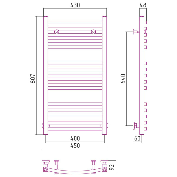 Схема (детальная фотография), для систем горячего водоснабжения, для систем отопления, с нижним подключением