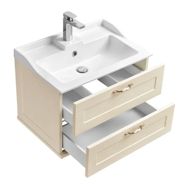 Тумба под раковину подвесная Акватон Леон 65 см дуб бежевый 1A187001LBPR0 (детальная фотография), классика, ретро, в стиле прованс