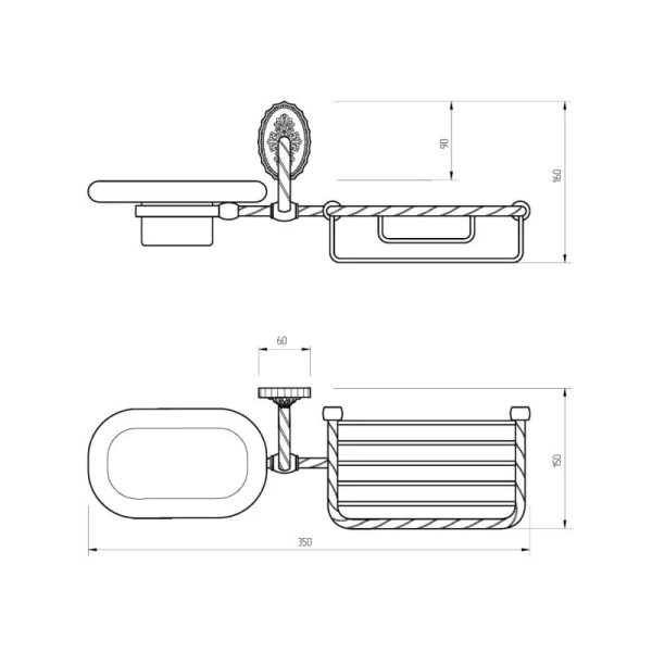 Мыльница с решеткой для ванной Migliore Edera 16 настенная (детальная фотография), классические, ретро, декорированные