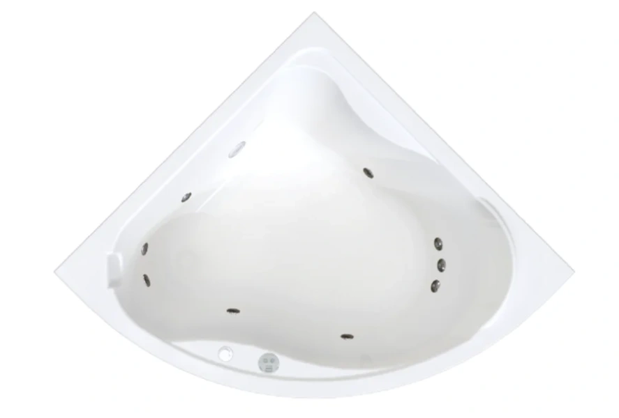 Гидромассажная ванна Радомир Альтея 2-80-2-0-0-219, 125 х 125 см, рама-подставка, фронтальная панель, слив-перелив, гидромассаж Релакс хром КУ 100, датчик уровня воды, массаж спины, ступней, боковых поверхностей, белая (детальная фотография)