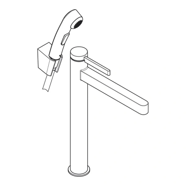 Смеситель для раковины Hansgrohe Finoris 76220 с гигиеническим душем (детальная фотография), современные, hi-tech