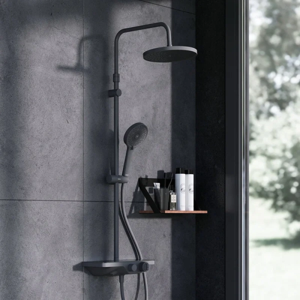 Душевая стойка Damixa Apollo черная 947760300 (детальная фотография), настенные