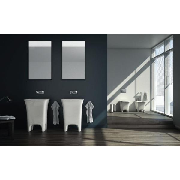 Раковина напольная ArtCeram Cow свободностоящая CWL004 01 00 bi (детальная фотография), прямоугольной формы, моноблок