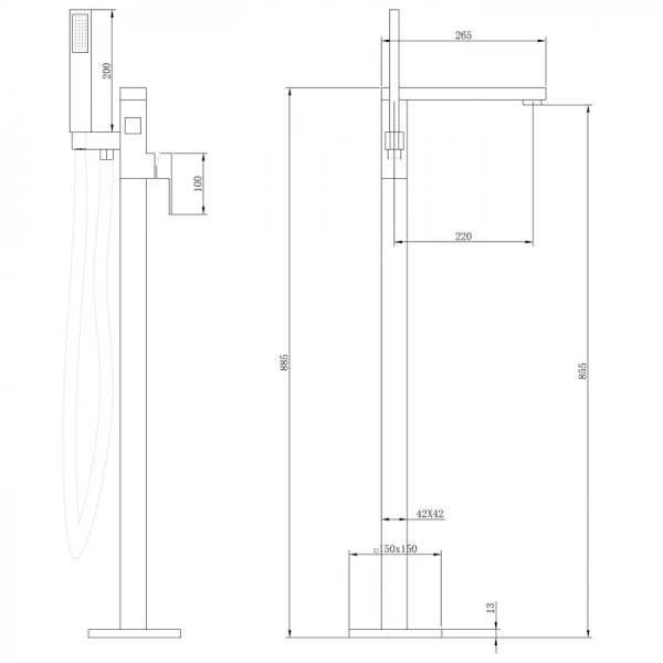 Смеситель для ванны ABBER Daheim AF8215 напольный  (детальная фотография), для ванны