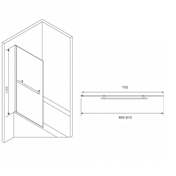 Шторка для ванны Abber Immer Offen 80х140 см стекло прозрачное AG70080B (детальная фотография), 80 см