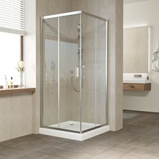 Душевой уголок профиль глянцевый хром стекло прозрачное Vegas-glass