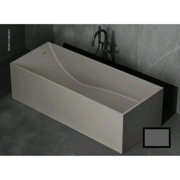 Ванна DEA Design Modern DD8607 1800 5, 180 х 76 см, из искусственного камня, цвет графит (детальная фотография)