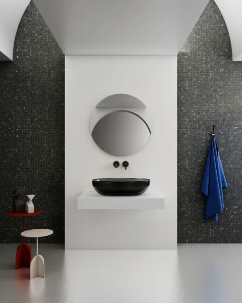 Раковина Abber Kristall 60 см черная AT2805Onyx (детальная фотография), в форме чаши, круглой формы