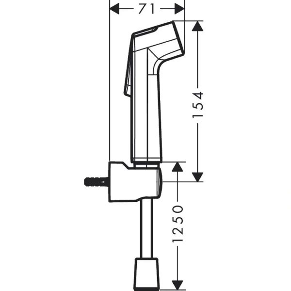 Гигиенический душ с держателем и шлангом Hansgrohe хром 29234000 (детальная фотография), комплект с лейкой, шлангом и держателем
