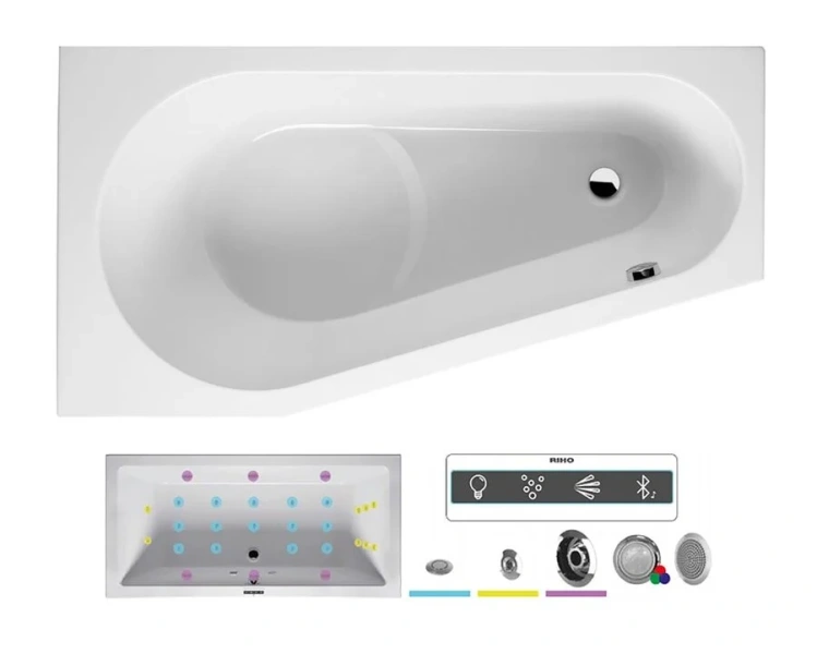 Ванна гидромассажная Riho Delta 160 х 80 см, JOY, левая/правая BB8300500000000_JOY (детальная фотография), асимметричные