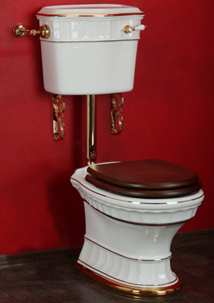 Унитаз Migliore Gianeta ML.GNT-25.811 с золотой отделкой (детальная фотография), с высоким бачком