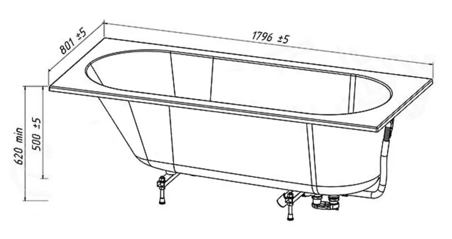 Ванна из искусственного камня Belux Классика-2 1800, 4810924289773, 180 x 80 см, Solid Surface, белый (детальная фотография), искусственный камень