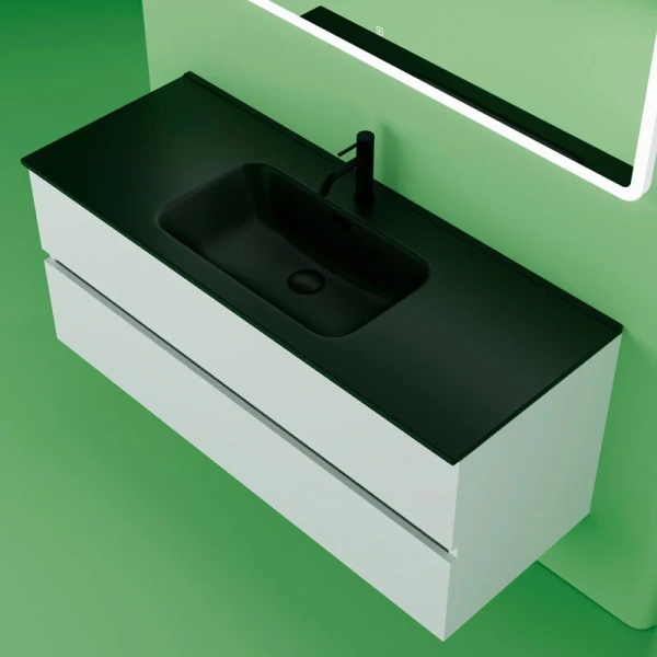 Тумба под раковину подвесная Sancos Urban 120 см белый глянец UR120-1W (детальная фотография), комплект (набор)