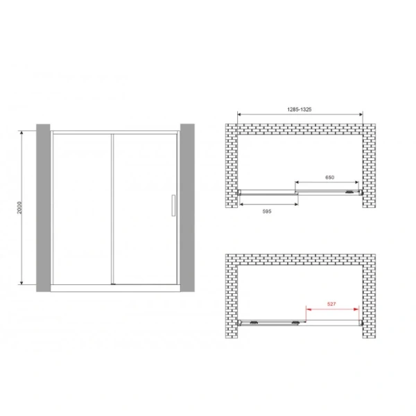 Душевая дверь в нишу Abber Komfort AG93130 130 см раздвижная (детальная фотография), современные, hi-tech