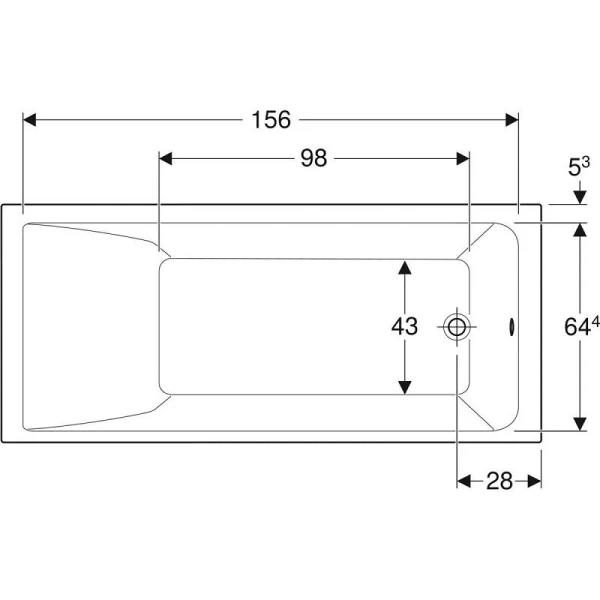 Ванна акриловая Geberit Renova Plan 554.305.01.1, 170 х 75 см, белая (детальная фотография), прямоугольные